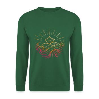Origami-Papierboot - Unisex Pullover - Grün - Vorne