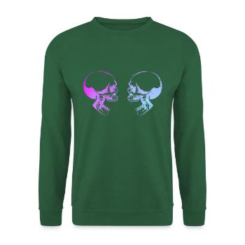 Double tête de mort art - Sweat-shirt Unisexe - vert foncé - Devant