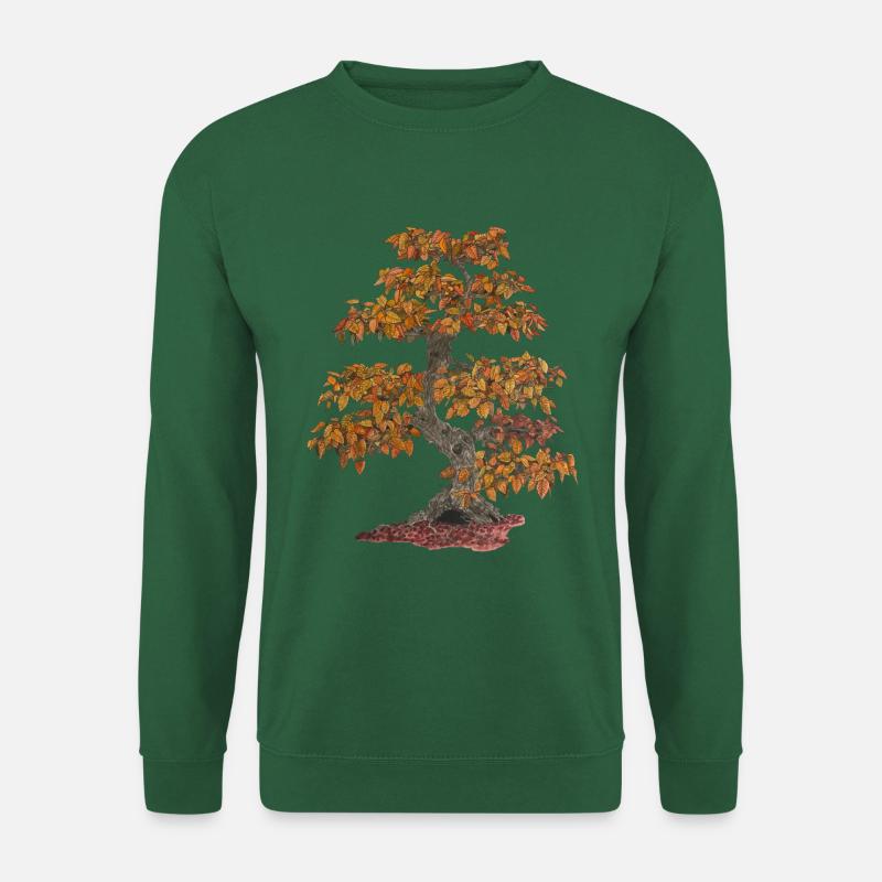 Bonsai Laubbaum mit roten Blättern - Unisex Pullover - Grün