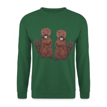 Couple de castors aime rongeur - Sweat-shirt Unisexe - vert foncé - Devant