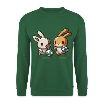Les lapins jouent au football Bunny Ball Sports - Sweat-shirt Unisexe - vert foncé - Devant