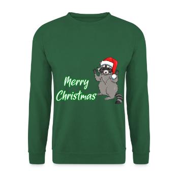 Joyeux Noël raton laveur avec bonnet de père Noël - Sweat-shirt Unisexe - vert foncé - Devant