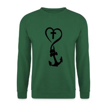 Herz Kreuz Anker - Unisex Pullover - Grün - Vorne