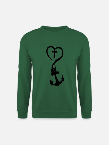 Ancre de croix de coeur - Sweat-shirt Unisexe - vert foncé