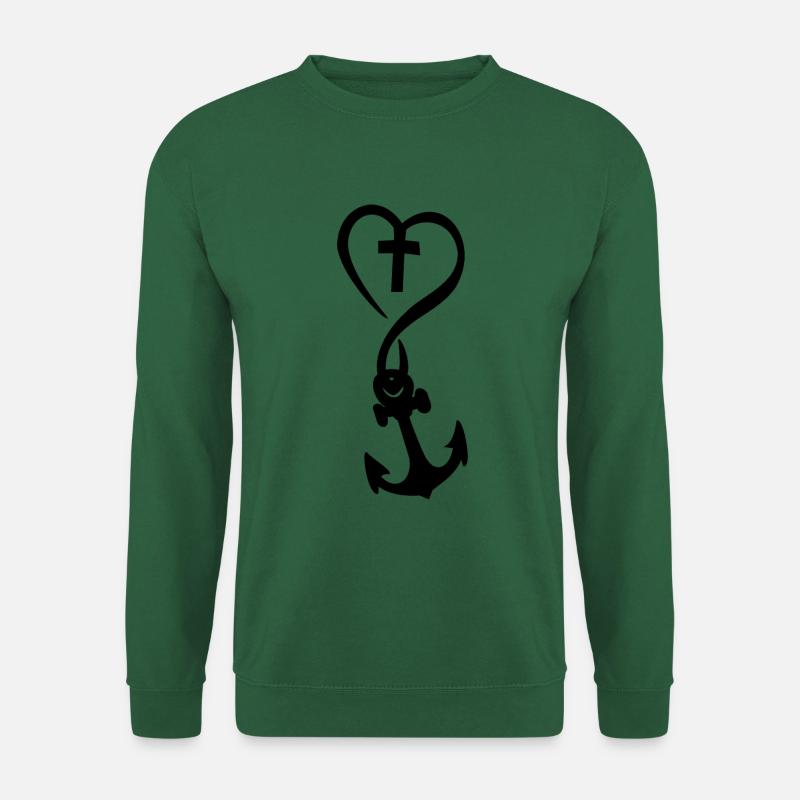 Herz Kreuz Anker - Unisex Pullover - Grün