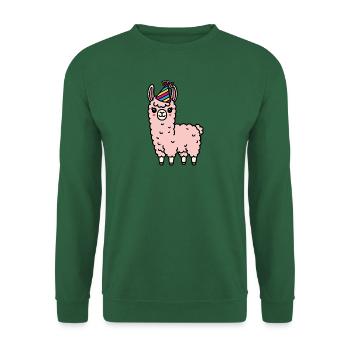 Fête Lama Alpaga Rose Chapeau de fête Célébration d’anniversaire - Sweat-shirt Unisexe - vert foncé - Devant