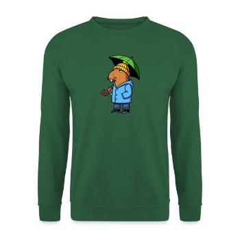 Comic Capybara Regenjacke Mütze Regenschirm Wetter - Unisex Pullover - Grün - Vorne
