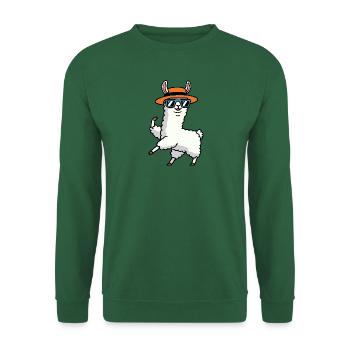 Lama Alpaga Chapeau Fête Lunettes De Soleil Fin de semaine Danse - Sweat-shirt Unisexe - vert foncé - Devant