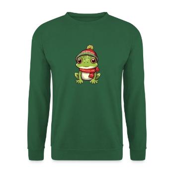 Grenouille mignonne dans un look d’hiver festif ! - Sweat-shirt Unisexe - vert foncé - Devant