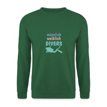 m/w/d: männlich weiblich DIVERS! Shirt für Taucher - Unisex Pullover - Grün - Vorne