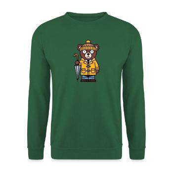Comic gelb Bär Braunbär Beanie Mütze Regenschirm - Unisex Pullover - Grün - Vorne