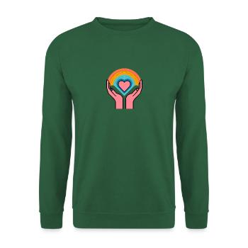 Handzeichen Hand Herz Liebe Zeichen Regenbogen - Unisex Pullover - Grün - Vorne