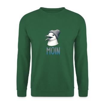Gute Laune - Moin Möwe mit Beanie Mütze - Unisex Pullover - Grün - Vorne