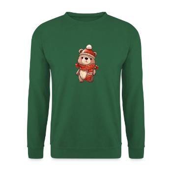 Ours mignon dans un look d’hiver festif ! - Sweat-shirt Unisexe - vert foncé - Devant