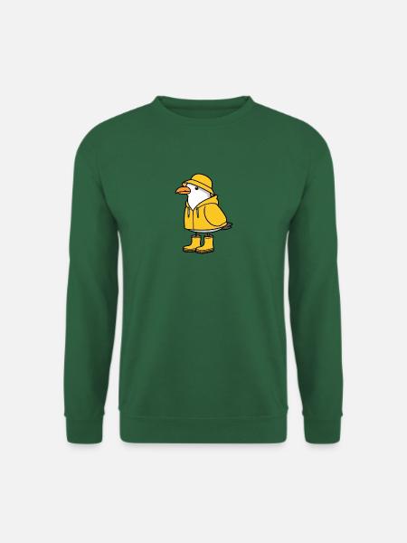 Nordsee Regen Möwe gelber Regenmantel Gummistiefel - Unisex Pullover - Grün