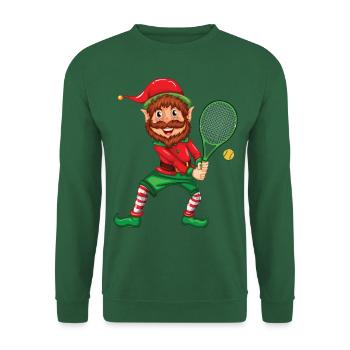 Elfe de Noël joueur de Tennis avec raquette de Tennis - Sweat-shirt Unisexe - vert foncé - Devant