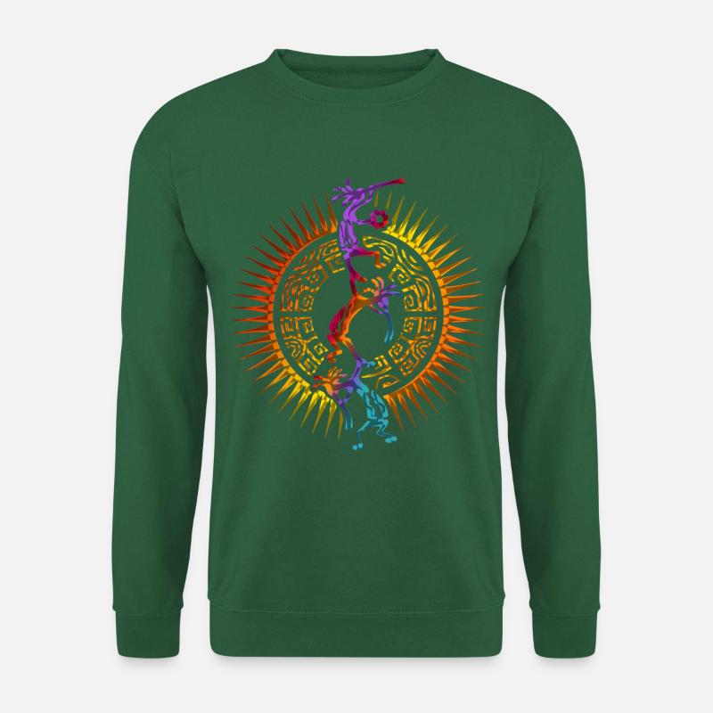 Kokopelli Musician Acrobats Mandala Sun 1 - Unisex Pullover - Grün