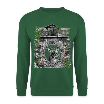 Stadl / Hirsch Design/Geweih/ Jäger/ Tracht/ Wiesn - Unisex Pullover - Grün - Vorne