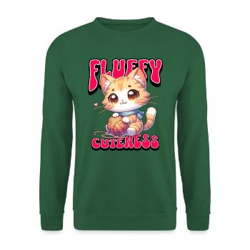 Fluffy Cuteness - Cute Cat Design - Unisex Sweatshirt - green - Front