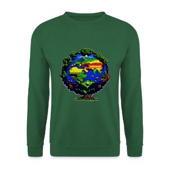 Die Erde in Pixelkunst - Unisex Pullover - Grün - Vorne