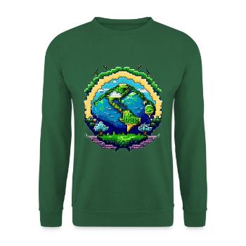 Globe in pixel art - Unisex Sweatshirt - green - Front