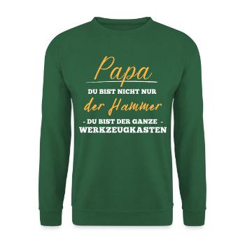 Bester Papa. Vatertag. Hammer. Werkzeugkasten - Unisex Pullover - Grün - Vorne