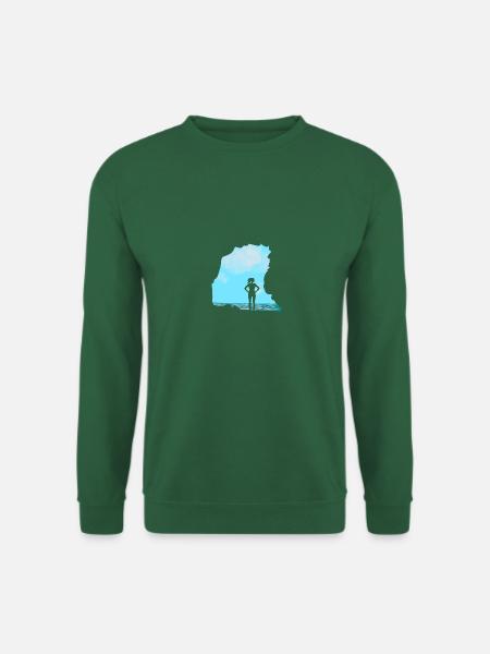 Bouldern \ Klettern - Frau vor Felsen - Unisex Pullover - Grün