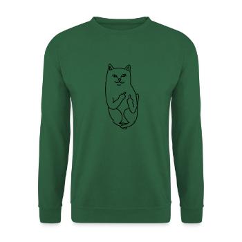 Katze Stinkefinger Skater - Unisex Pullover - Grün - Vorne