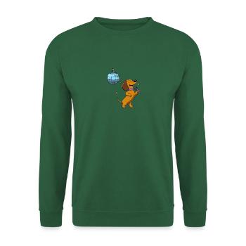 Chien teckel chanteur karaoké boule disco disco chante - Sweat-shirt Unisexe - vert foncé - Devant