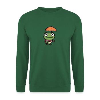 Comic Wetterforsch Frosch Wettermann Regenschirm - Unisex Pullover - Grün - Vorne