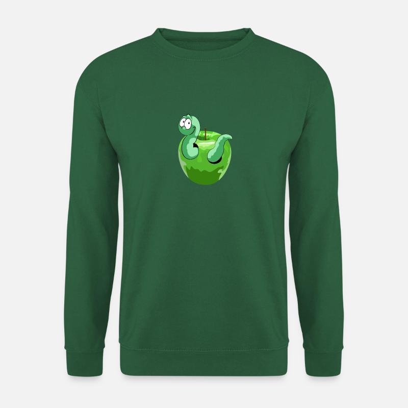 Apple with funny worm - Unisex Sweatshirt - green