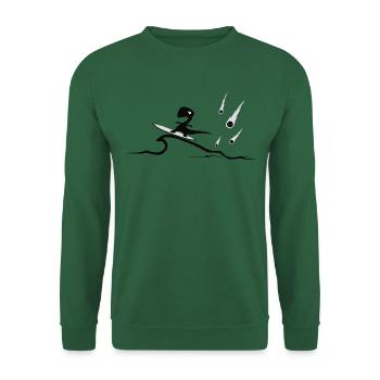 Surfer Dino | Surf die Meteoriten Welle - Unisex Pullover - Grün - Vorne