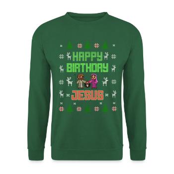 Ugly Christmas Happy Birthday Jesus xmas - Unisex Pullover - Grün - Vorne