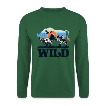 Wild Bison Wildnis Natur Berge retro - Unisex Pullover - Grün - Vorne