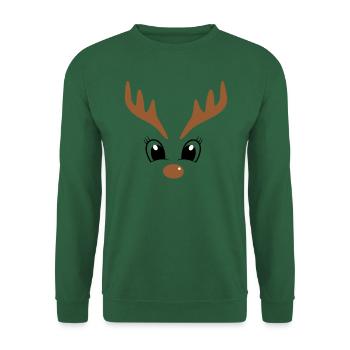 Renne mignon de Noël - Sweat-shirt Unisexe - vert foncé - Devant