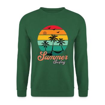 Retro Surfer Sommer Design mit Palmen - Unisex Pullover - Grün - Vorne