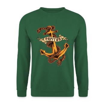 Papa Fête des pères Papitän Anker - Sweat-shirt Unisexe - vert foncé - Devant