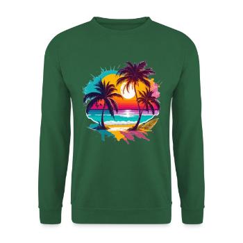 Sommer Sonne Palmen Strand Insel - Unisex Pullover - Grün - Vorne