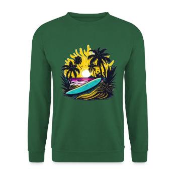 Summer Sun Palm Beach Island Surfboard - Unisex Sweatshirt - green - Front
