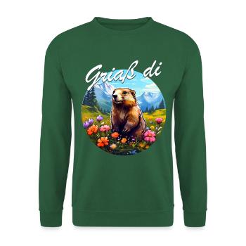 Griaß di Marmot, randonnée, montagnes, montagnards - Sweat-shirt Unisexe - vert foncé - Devant