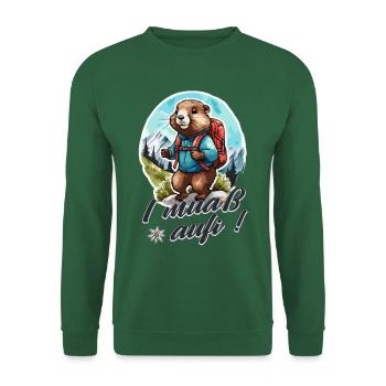 Marmotte randonnée montagnes Alpes plein air je dois monter - Sweat-shirt Unisexe - vert foncé - Devant