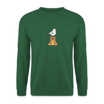 Team Möwe Bär Teddy Küken Tiere Freundschaft Liebe - Unisex Pullover - Grün - Vorne