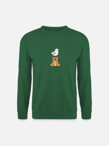 Team Måge Bjørn Bamse Kylling Dyr Venskab Kærlighed - Unisex sweater - grøn