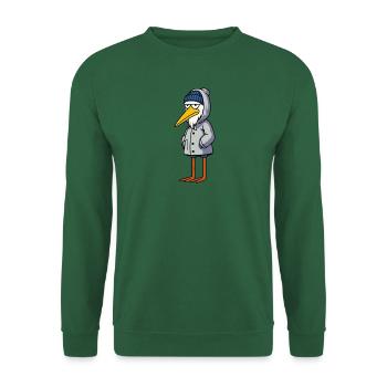 Comic Grau Opa Storch Regenjacke Mütze Hamburg - Unisex Pullover - Grün - Vorne