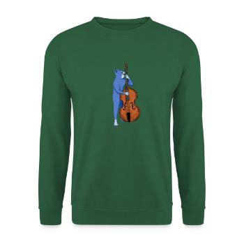 CAT PLAYING A DOUBLE BASS – BAD ASS BASS CAT - Unisex Sweatshirt - green - Front