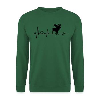 Herzschlag Elch Pulsschlag Elche Tier Alaska - Unisex Pullover - Grün - Vorne