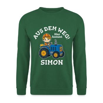 Simon Vorname Traktor - Unisex Pullover - Grün - Vorne