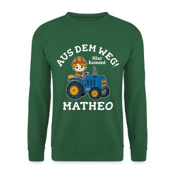 Matheo Vorname Traktor - Unisex Pullover - Grün - Vorne