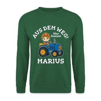 Marius Vorname Traktor - Unisex Pullover - Grün - Vorne