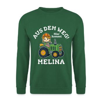 Melina Name Traktor - Unisex Pullover - Grün - Vorne